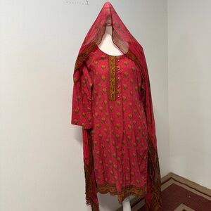 Pink Printed Two-Piece Salwar Kameez with Dupatta